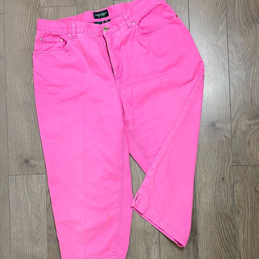 Ralph Lauren Pink Culottes 3/4 Length Cropped Pants - Size 14W